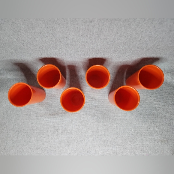 Tupperware 10 oz Vintage Orange Drinking Cups Set of 6 - Picture 4 of 6